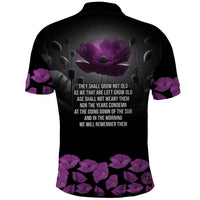 ANZAC Day Remembrance Polo Shirt Purple Poppy We Will Remember Them