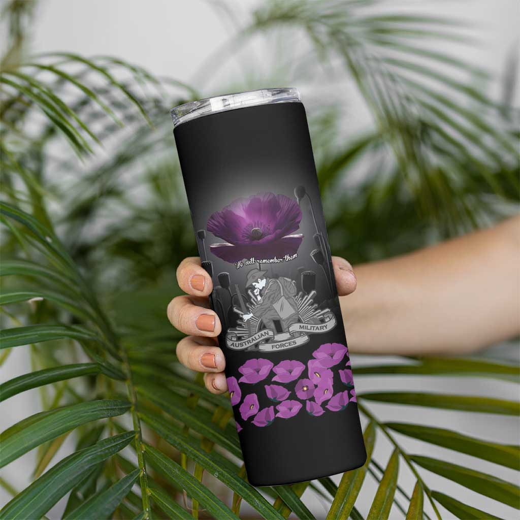 ANZAC Day Remembrance Skinny Tumbler Purple Poppy We Will Remember Them LT9 - Polynesian Pride