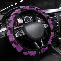 ANZAC Day Remembrance Steering Wheel Cover Purple Poppy We Will Remember Them LT9 Universal Fit Purple - Polynesian Pride