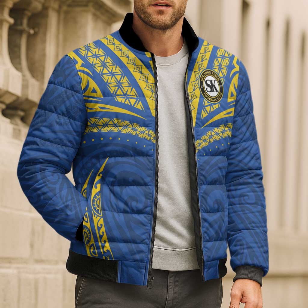 Custom Oceania Football Solomon Kings Bomber Puffer Jacket Polynesian Tribal Pattern