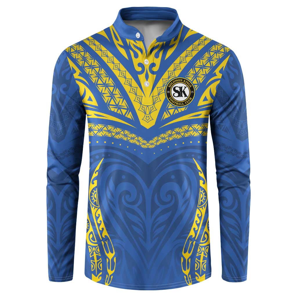 Custom Oceania Football Solomon Kings Button Sweatshirt Polynesian Tribal Pattern