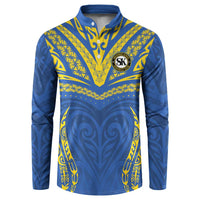 Custom Oceania Football Solomon Kings Button Sweatshirt Polynesian Tribal Pattern