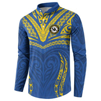 Custom Oceania Football Solomon Kings Button Sweatshirt Polynesian Tribal Pattern