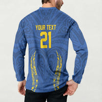 Custom Oceania Football Solomon Kings Button Sweatshirt Polynesian Tribal Pattern