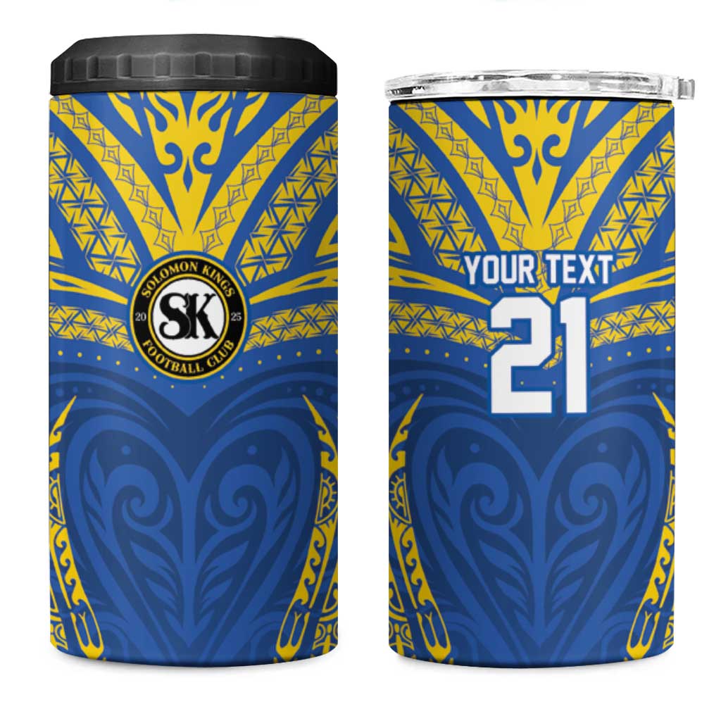 Custom Oceania Football Solomon Kings 4 in 1 Can Cooler Tumbler Polynesian Tribal Pattern