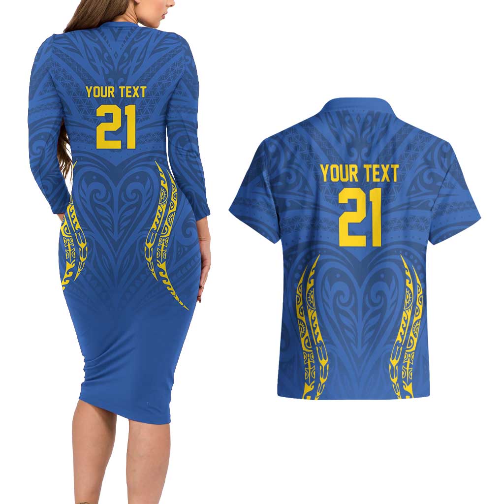 Custom Oceania Football Solomon Kings Couples Matching Long Sleeve Bodycon Dress and Hawaiian Shirt Polynesian Tribal Pattern LT9 - Polynesian Pride