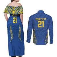 Custom Oceania Football Solomon Kings Couples Matching Off Shoulder Maxi Dress and Long Sleeve Button Shirt Polynesian Tribal Pattern LT9 - Polynesian Pride