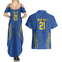 Custom Oceania Football Solomon Kings Couples Matching Summer Maxi Dress and Hawaiian Shirt Polynesian Tribal Pattern LT9 - Polynesian Pride