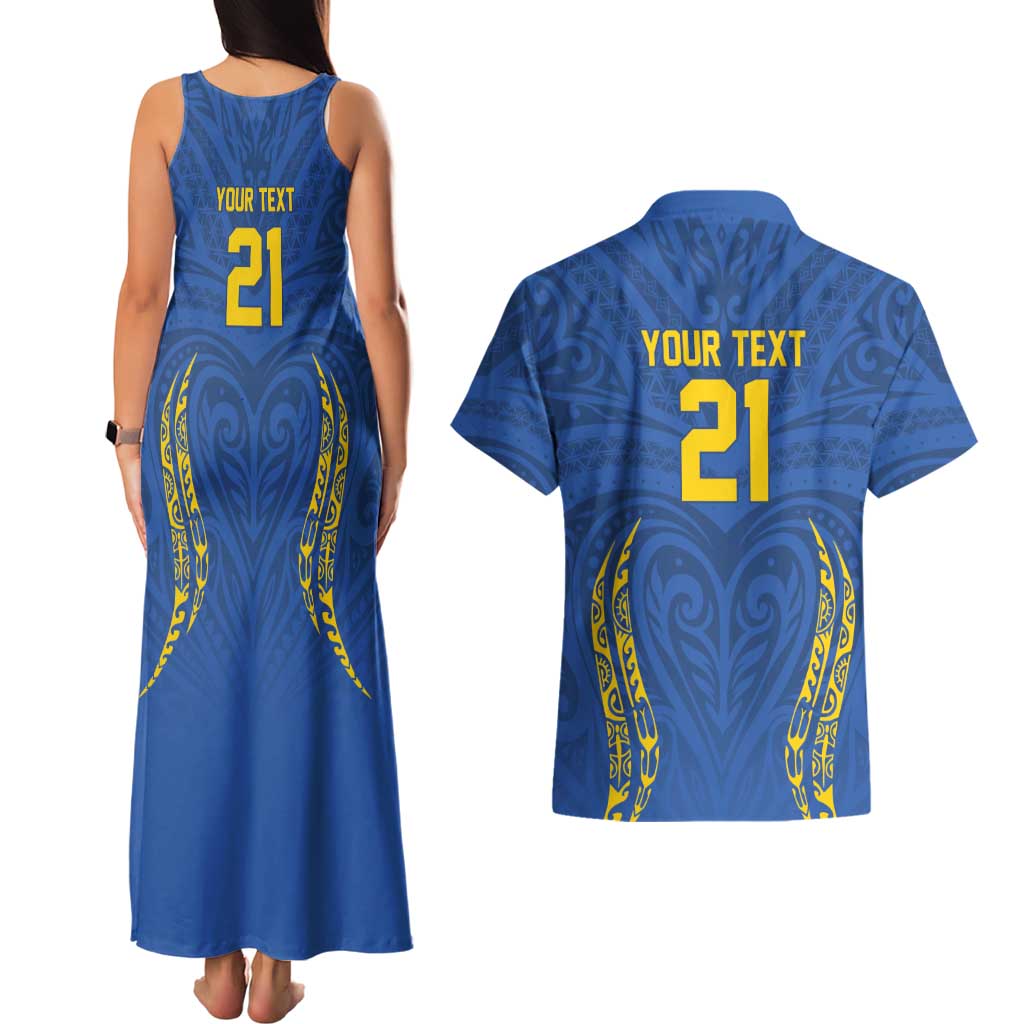 Custom Oceania Football Solomon Kings Couples Matching Tank Maxi Dress and Hawaiian Shirt Polynesian Tribal Pattern LT9 - Polynesian Pride