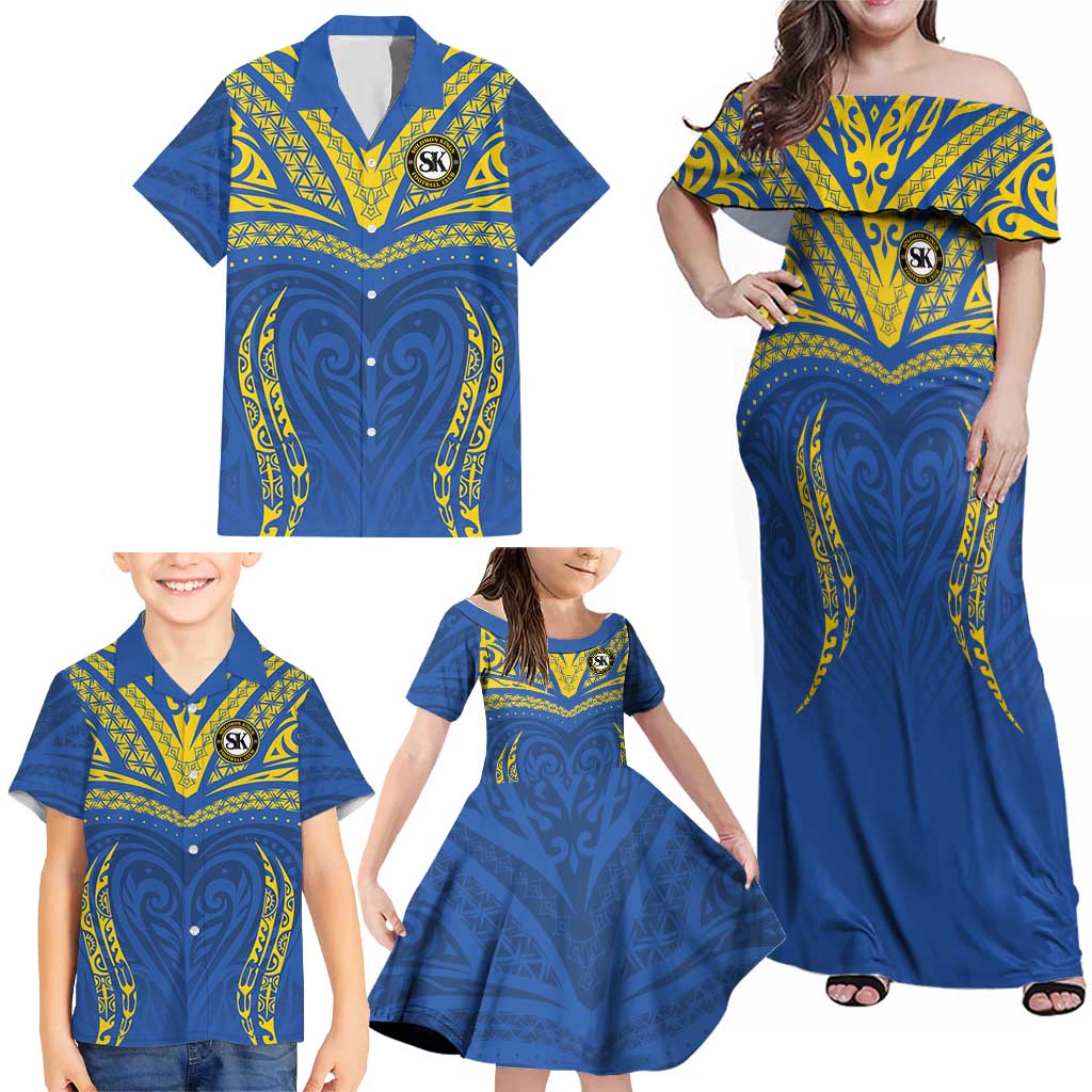 Custom Oceania Football Solomon Kings Family Matching Off Shoulder Maxi Dress and Hawaiian Shirt Polynesian Tribal Pattern LT9 - Polynesian Pride