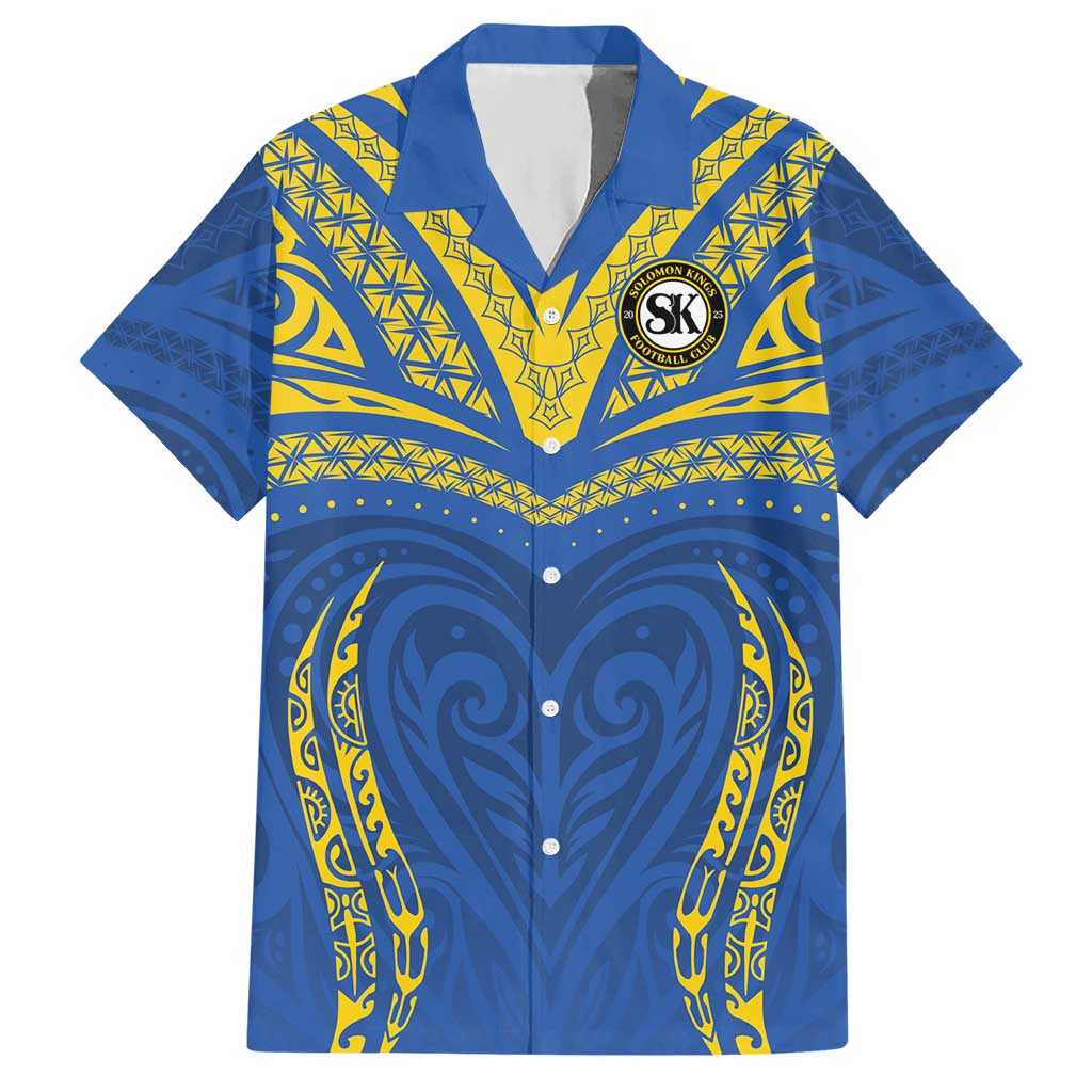 Custom Oceania Football Solomon Kings Hawaiian Shirt Polynesian Tribal Pattern LT9 Blue - Polynesian Pride