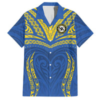 Custom Oceania Football Solomon Kings Hawaiian Shirt Polynesian Tribal Pattern LT9 Blue - Polynesian Pride