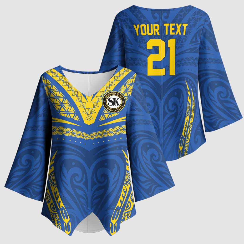 Custom Oceania Football Solomon Kings Kimono Sleeve Blouse Polynesian Tribal Pattern