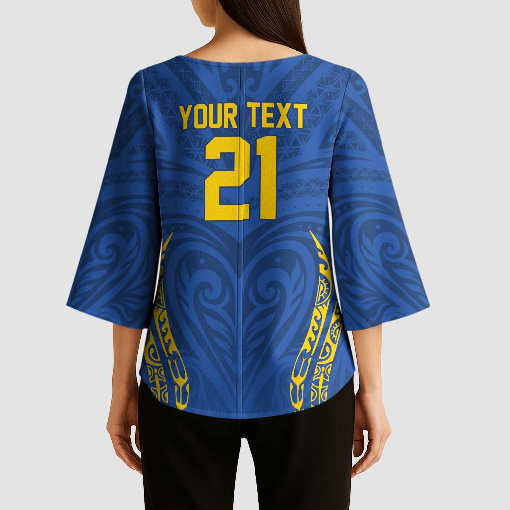 Custom Oceania Football Solomon Kings Kimono Sleeve Blouse Polynesian Tribal Pattern