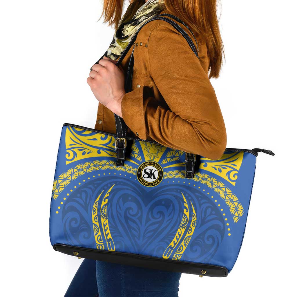 Oceania Football Solomon Kings Leather Tote Bag Polynesian Tribal Pattern LT9 Blue - Polynesian Pride