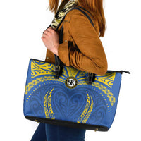 Oceania Football Solomon Kings Leather Tote Bag Polynesian Tribal Pattern LT9 Blue - Polynesian Pride