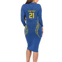 Custom Oceania Football Solomon Kings Long Sleeve Bodycon Dress Polynesian Tribal Pattern