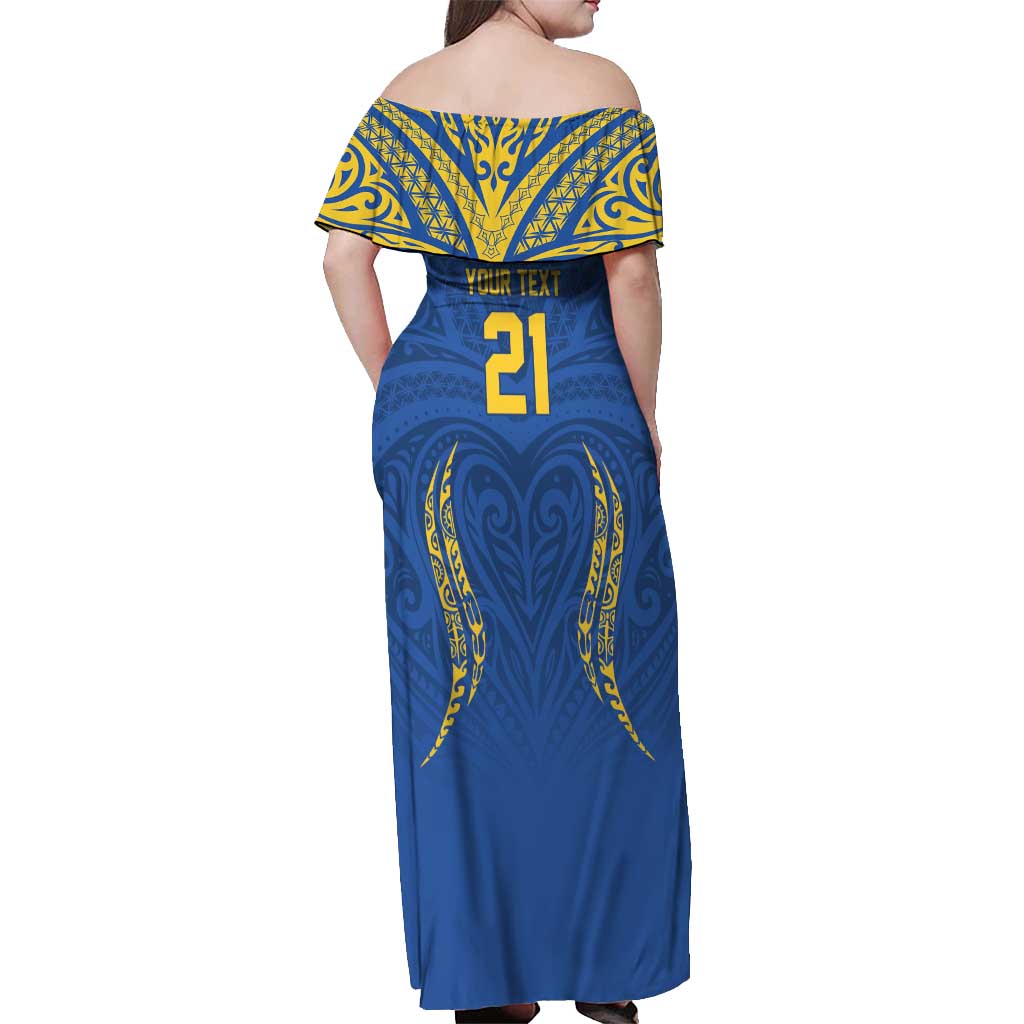 Custom Oceania Football Solomon Kings Off Shoulder Maxi Dress Polynesian Tribal Pattern