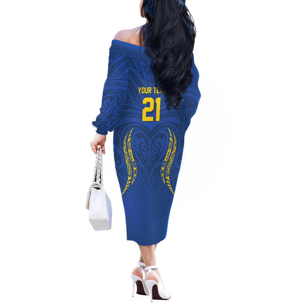 Custom Oceania Football Solomon Kings Off The Shoulder Long Sleeve Dress Polynesian Tribal Pattern