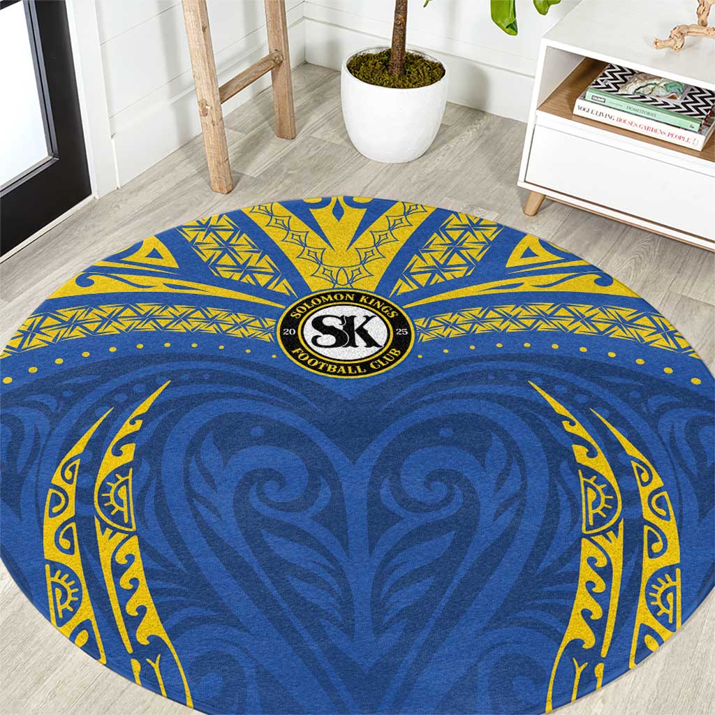 Oceania Football Solomon Kings Round Carpet Polynesian Tribal Pattern