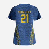 Custom Oceania Football Solomon Kings Scrub Top Polynesian Tribal Pattern