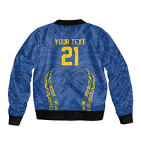 Custom Oceania Football Solomon Kings Sleeve Zip Bomber Jacket Polynesian Tribal Pattern