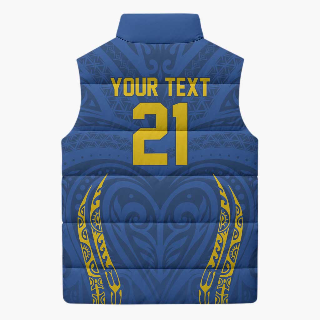 Custom Oceania Football Solomon Kings Sleeveless Puffer Jacket Polynesian Tribal Pattern