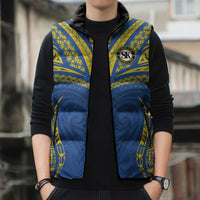Custom Oceania Football Solomon Kings Sleeveless Puffer Jacket Polynesian Tribal Pattern