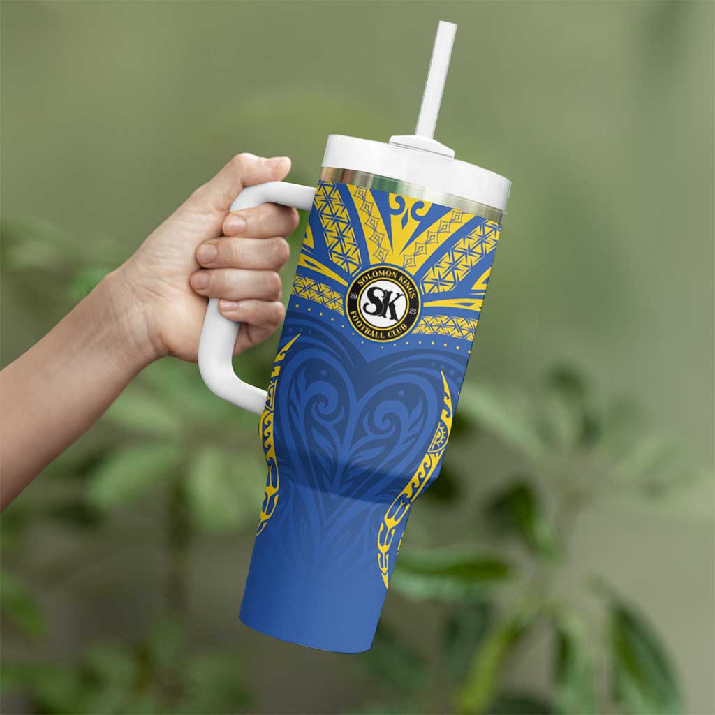 Custom Oceania Football Solomon Kings Tumbler With Handle Polynesian Tribal Pattern
