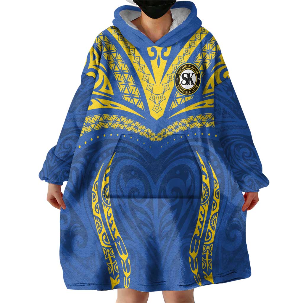 Custom Oceania Football Solomon Kings Wearable Blanket Hoodie Polynesian Tribal Pattern