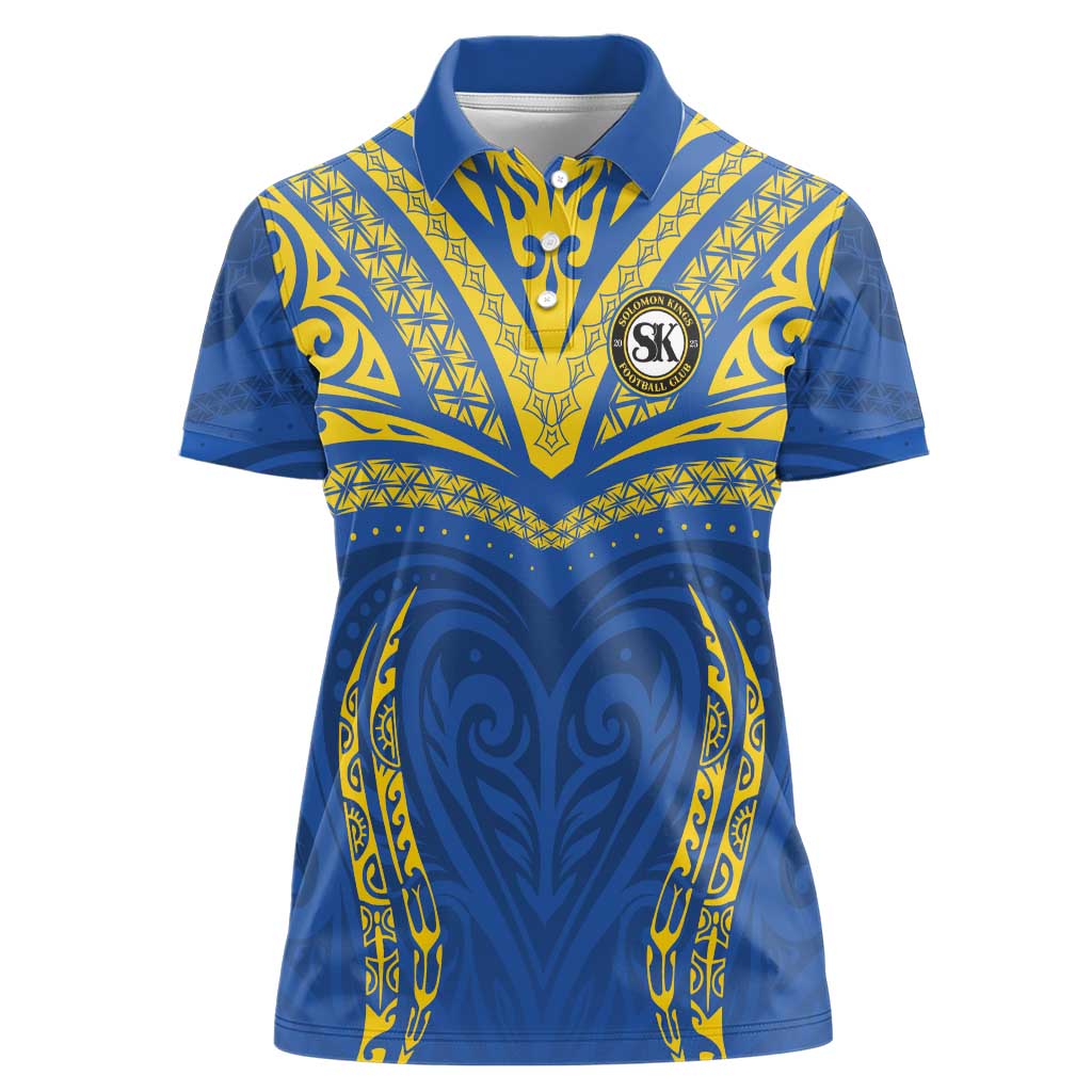 Custom Oceania Football Solomon Kings Women Polo Shirt Polynesian Tribal Pattern