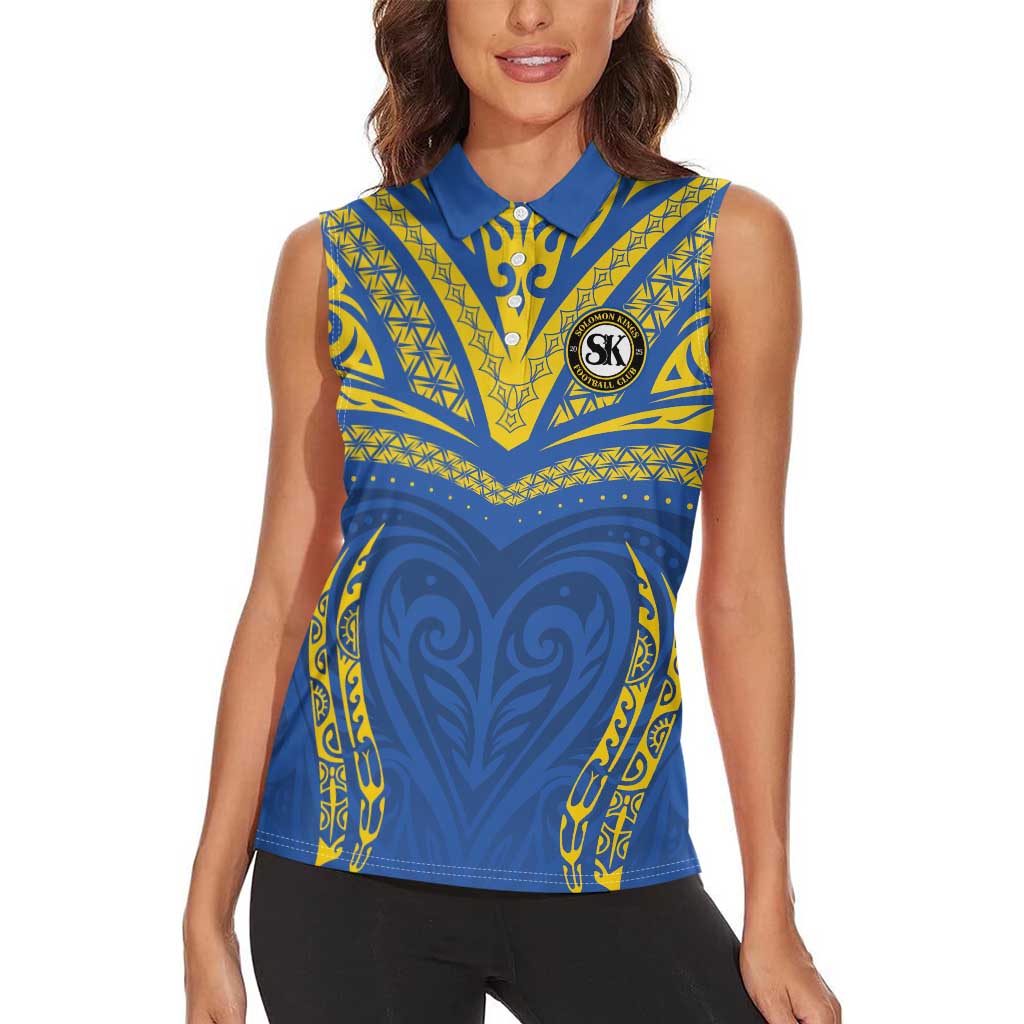 Custom Oceania Football Solomon Kings Women Sleeveless Polo Shirt Polynesian Tribal Pattern LT9 - Polynesian Pride