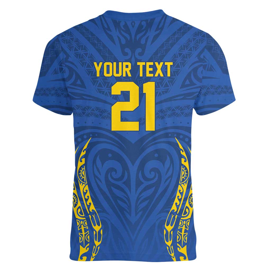 Custom Oceania Football Solomon Kings Women V-Neck T-Shirt Polynesian Tribal Pattern LT9 - Polynesian Pride