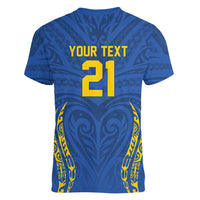 Custom Oceania Football Solomon Kings Women V-Neck T-Shirt Polynesian Tribal Pattern LT9 - Polynesian Pride