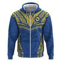 Custom Oceania Football Solomon Kings Zip Hoodie Polynesian Tribal Pattern