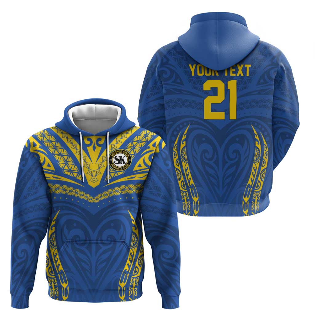 Custom Oceania Football Solomon Kings Zip Hoodie Polynesian Tribal Pattern
