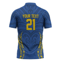 Custom Oceania Football Solomon Kings Zipper Polo Shirt Polynesian Tribal Pattern
