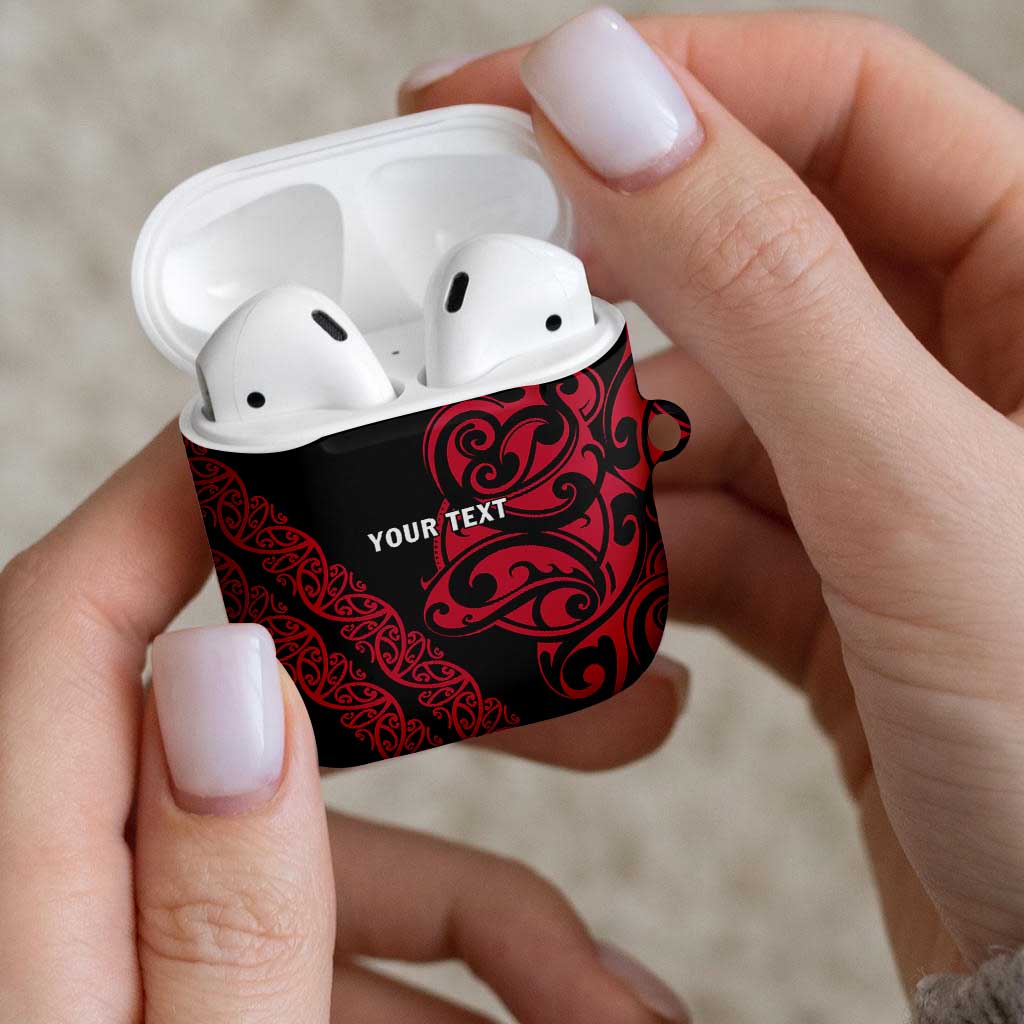 All Black Maori Tribal Tattoo Personalised AirPods Case Classic Red Polynesian Style - Polynesian Pride