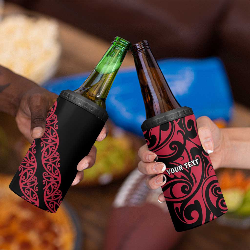 All Black Maori Tribal Tattoo Personalised 4 in 1 Can Cooler Tumbler Classic Red Polynesian Style LT9 - Polynesian Pride