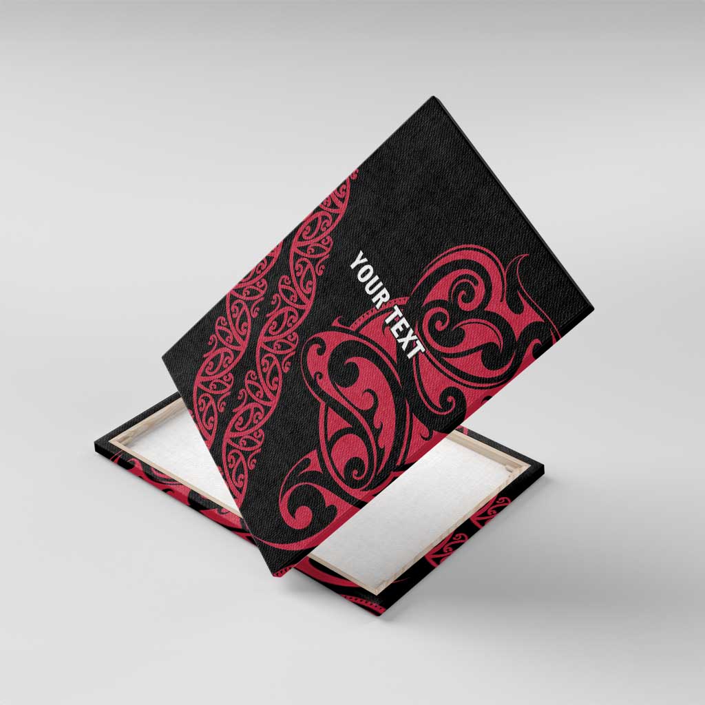 All Black Maori Tribal Tattoo Personalised Canvas Wall Art Classic Red Polynesian Style - Polynesian Pride