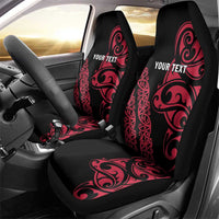 All Black Maori Tribal Tattoo Personalised Car Seat Cover Classic Red Polynesian Style - Polynesian Pride
