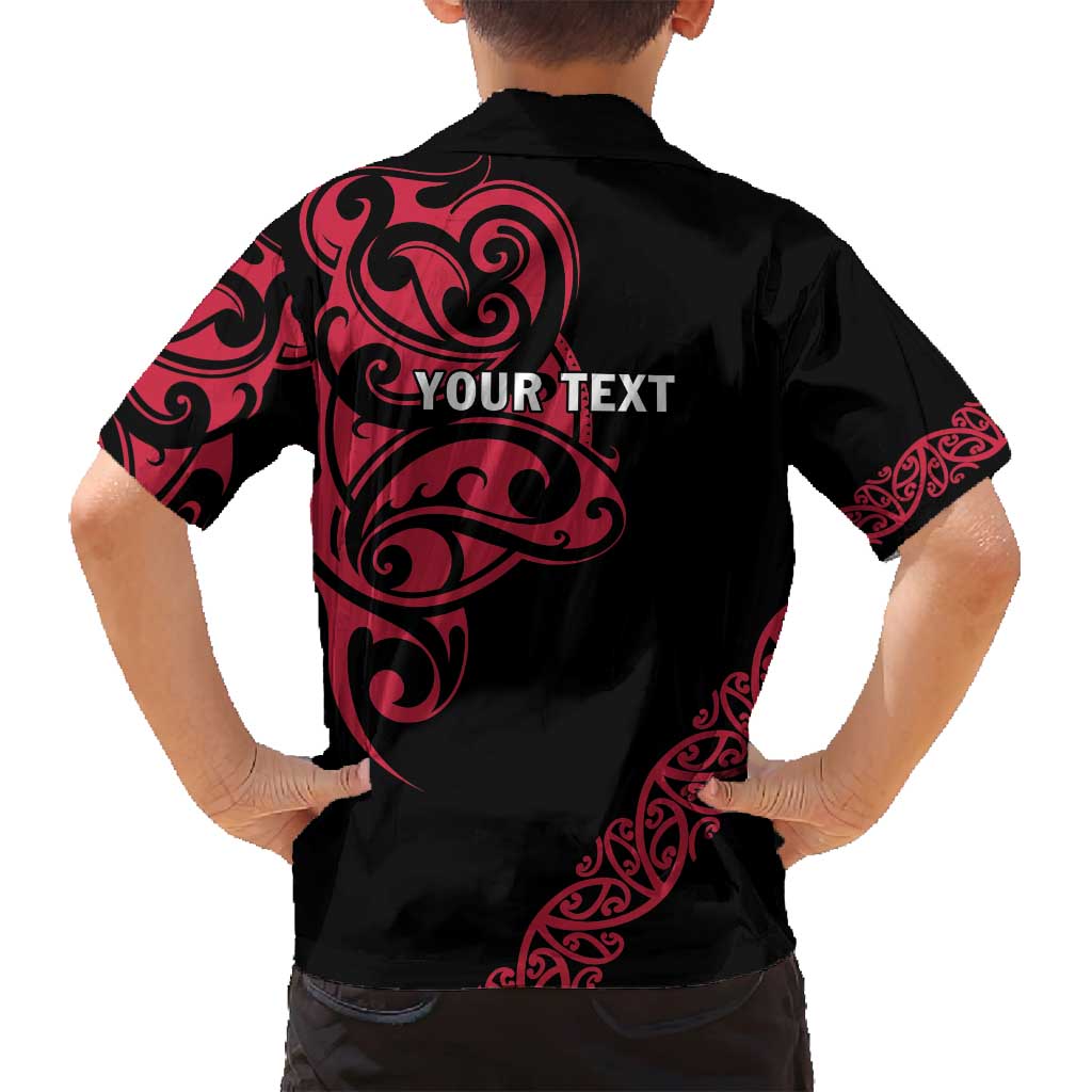 All Black Maori Tribal Tattoo Personalised Family Matching Off Shoulder Maxi Dress and Hawaiian Shirt Classic Red Polynesian Style LT9 - Polynesian Pride