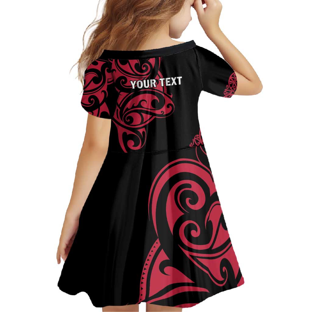 All Black Maori Tribal Tattoo Personalised Family Matching Short Sleeve Bodycon Dress and Hawaiian Shirt Classic Red Polynesian Style LT9 - Polynesian Pride