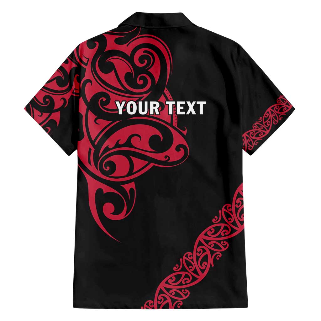 All Black Maori Tribal Tattoo Personalised Family Matching Short Sleeve Bodycon Dress and Hawaiian Shirt Classic Red Polynesian Style LT9 - Polynesian Pride