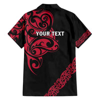 All Black Maori Tribal Tattoo Personalised Family Matching Short Sleeve Bodycon Dress and Hawaiian Shirt Classic Red Polynesian Style LT9 - Polynesian Pride