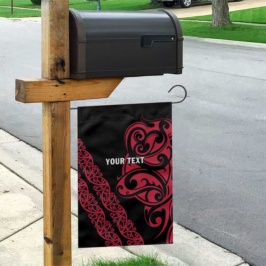 All Black Maori Tribal Tattoo Personalised Garden Flag Classic Red Polynesian Style - Polynesian Pride