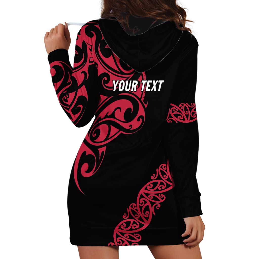 All Black Maori Tribal Tattoo Personalised Hoodie Dress Classic Red Polynesian Style LT9 - Polynesian Pride