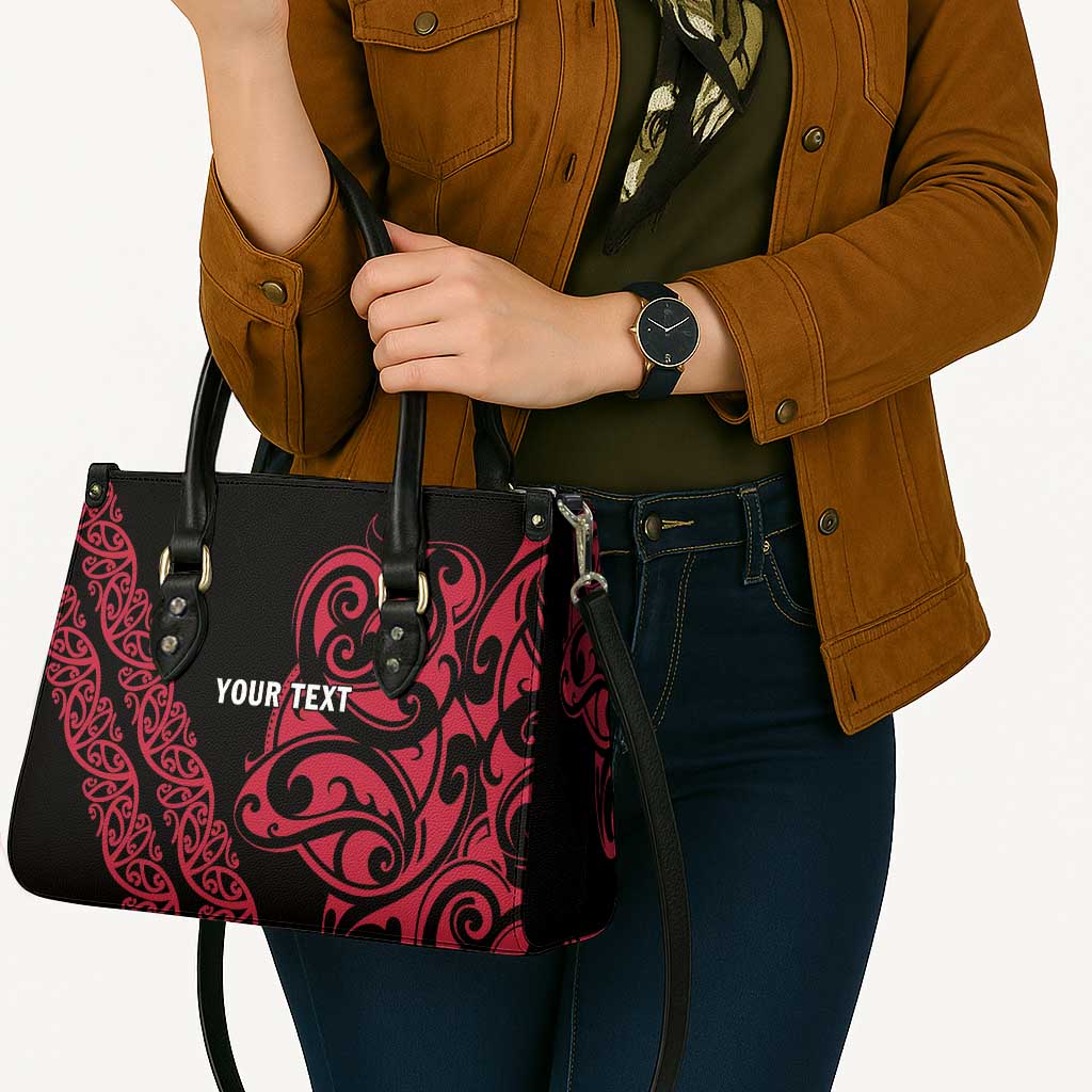 All Black Maori Tribal Tattoo Personalised Leather Bag Classic Red Polynesian Style - Polynesian Pride
