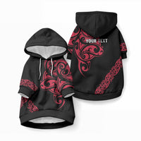 All Black Maori Tribal Tattoo Personalised Pet Hoodie Classic Red Polynesian Style