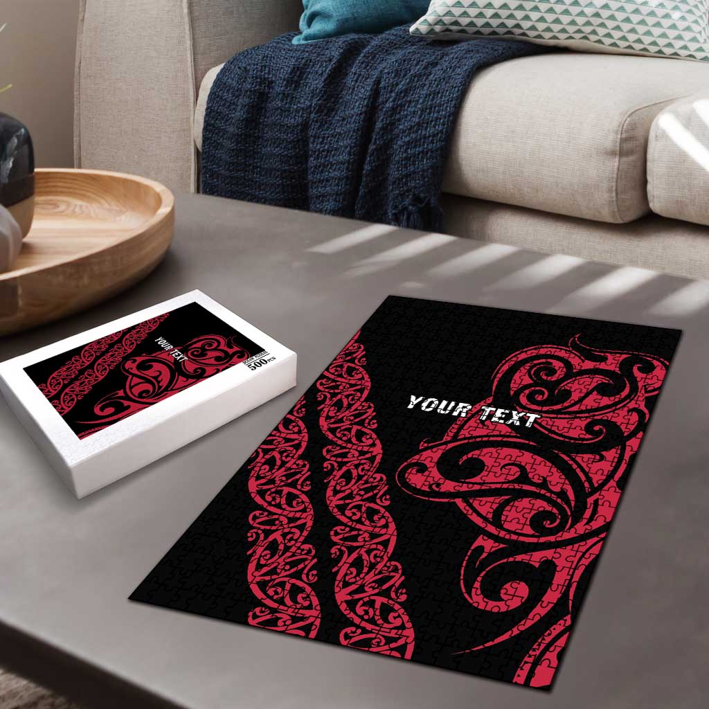 All Black Maori Tribal Tattoo Personalised Puzzle Classic Red Polynesian Style - Polynesian Pride